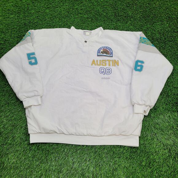 Vintage 90s Adidas Armadillos QB Sweatshirt XL 28x29 Baggy - Picture 1 of 16